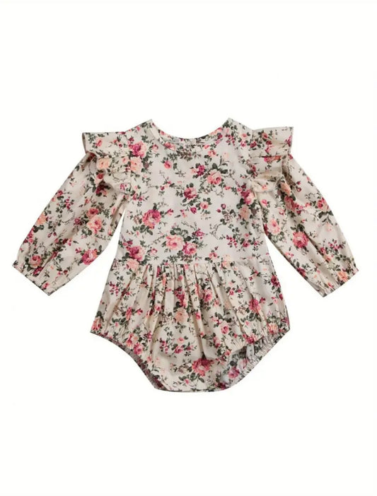 Floral Ruffle Collar Baby Girl Romper 9-12 mo