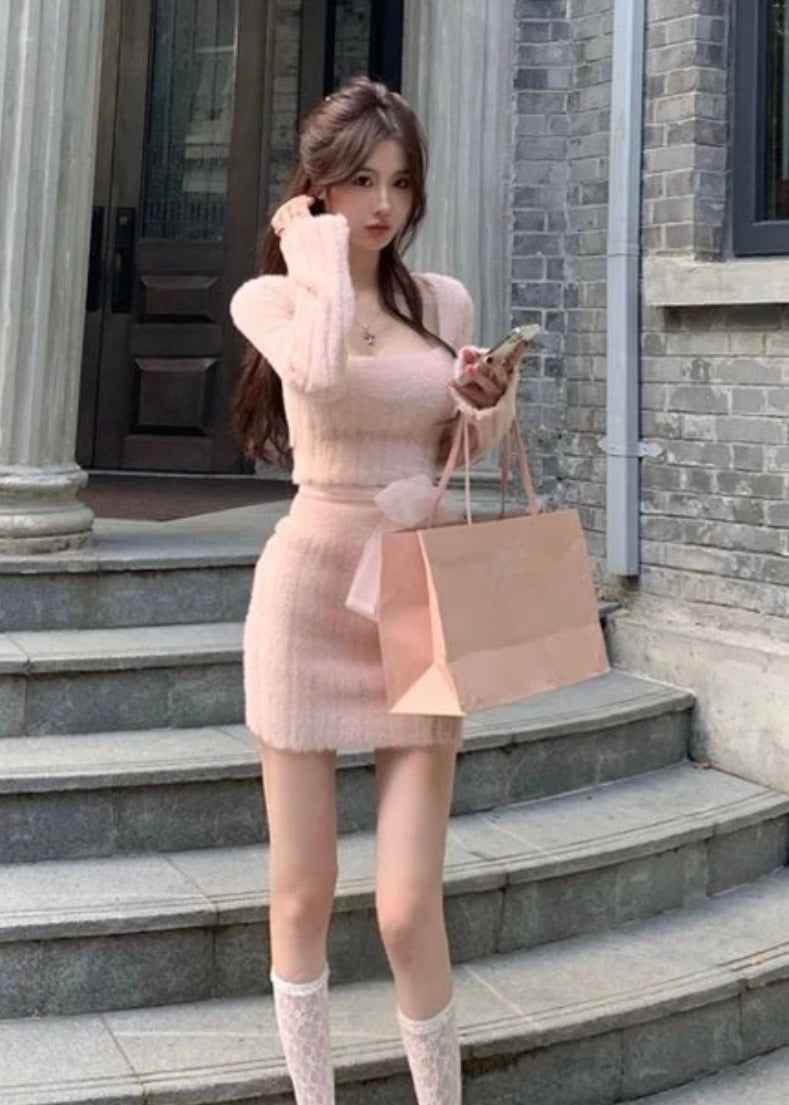 Lacy Fuzzy Sweater Set