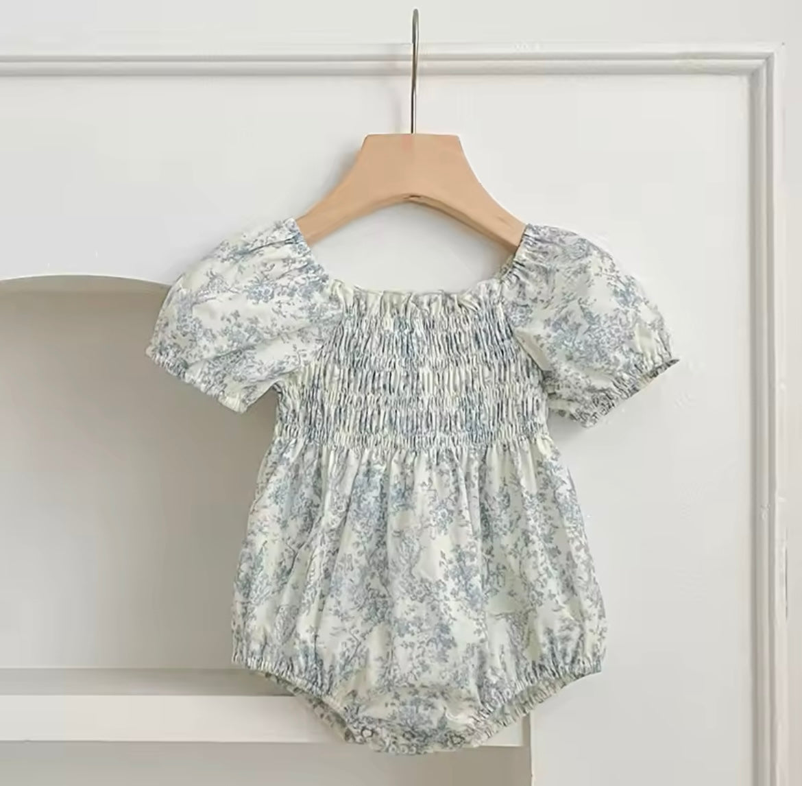 Baby Girl Blue Sweet Smocked Romper 12M - Dresses - essecoco