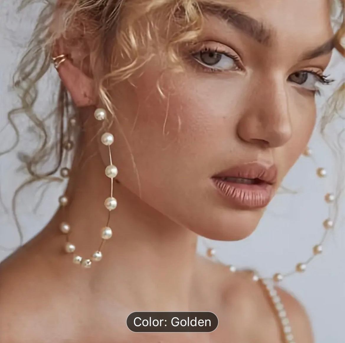 Large Pearl Spaced Hoop Earrings -  - essecoco