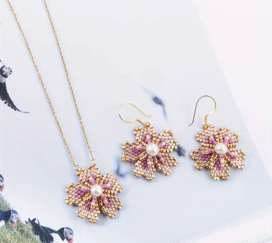 Miyuki delicate beads jewelry earrings & necklace set handmade