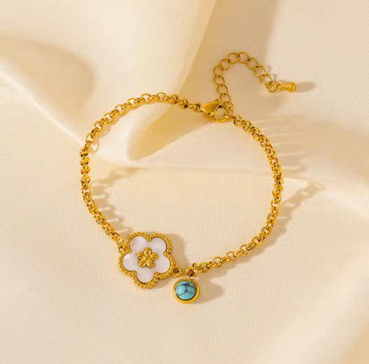 White Clover Charm Bracelet