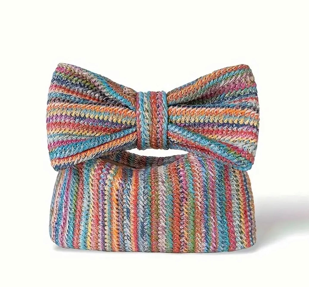 Boho Festive Bowknot Straw Clutch - - essecoco
