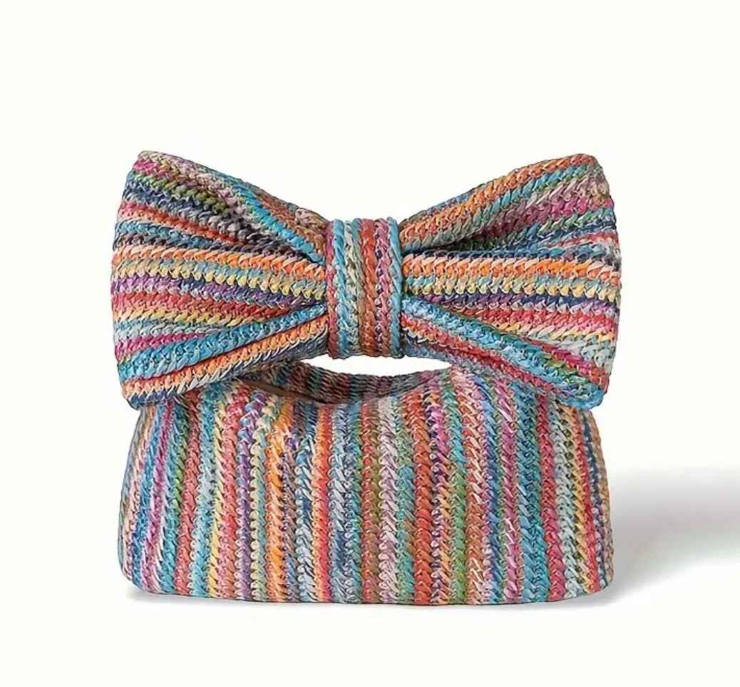 Boho Festive Bowknot Straw Clutch
