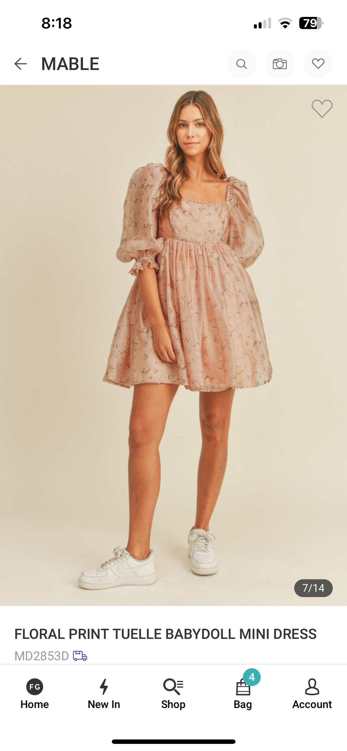 Asha Dusty Rose Floral Print Babydoll Dress