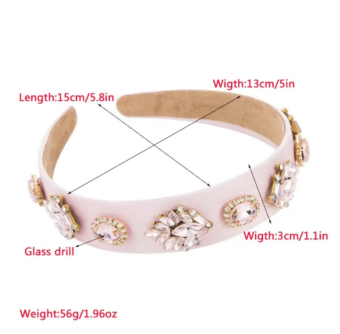 Beaded Pink Rhinestone Headband - Rhinestone Headband - essecoco