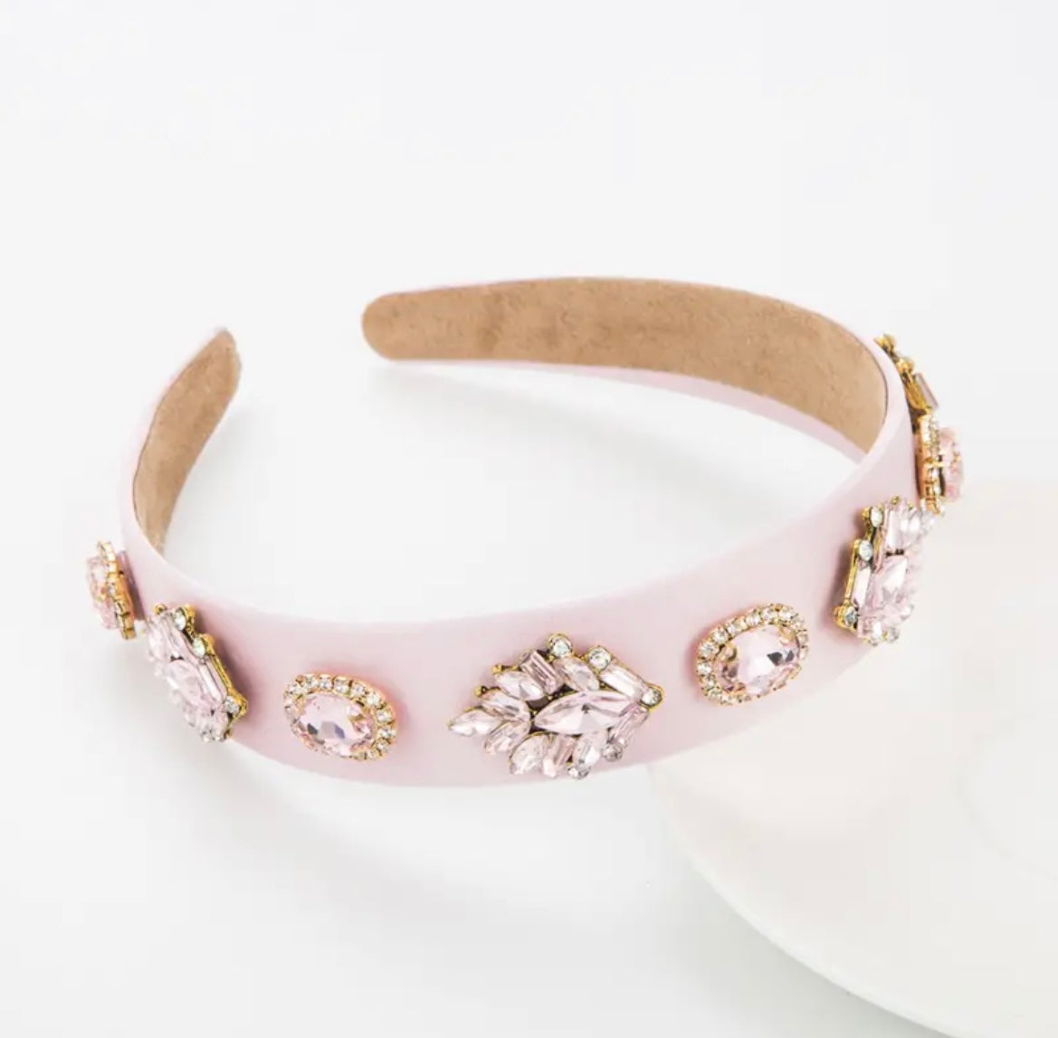 Beaded Pink Rhinestone Headband - Rhinestone Headband - essecoco