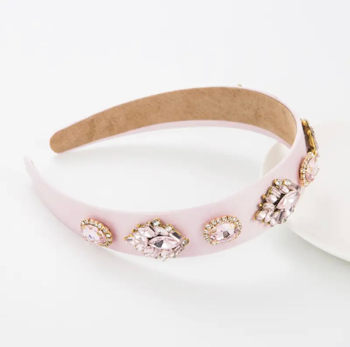 Beaded Pink Rhinestone Headband - Rhinestone Headband - essecoco