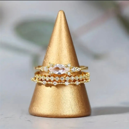 Shimmering Zirconia Stacking Rings - Stackable Rings - essecoco