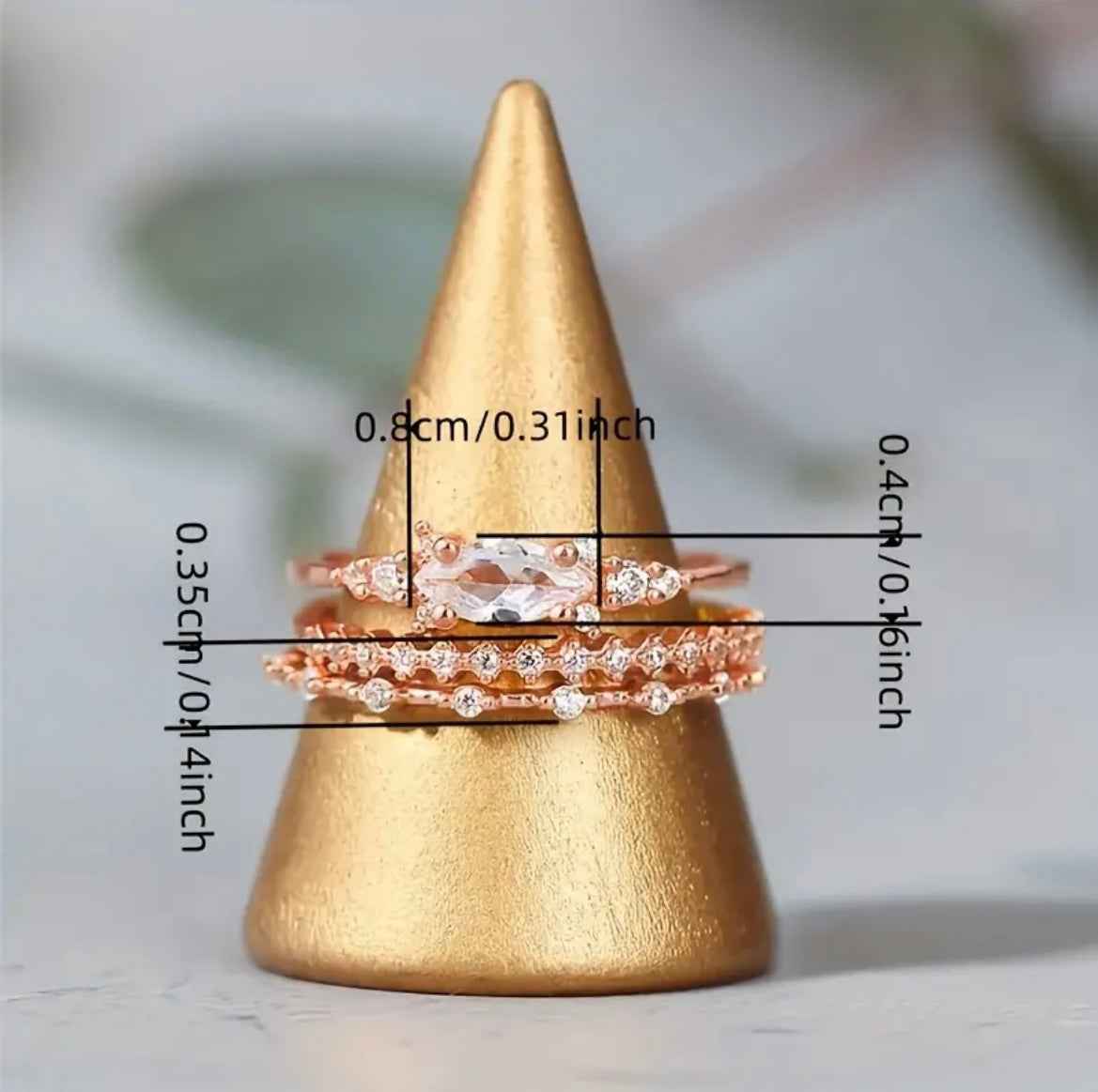 Shimmering Zirconia Stacking Rings Set
