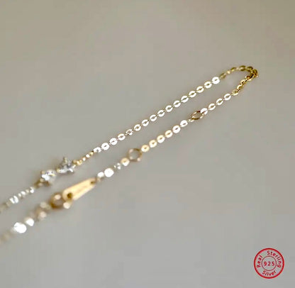 925 Silver Thin Chain Bow Bracelet Inlaid Shiny Zircon in Gold - Bow Bracelets - essecoco