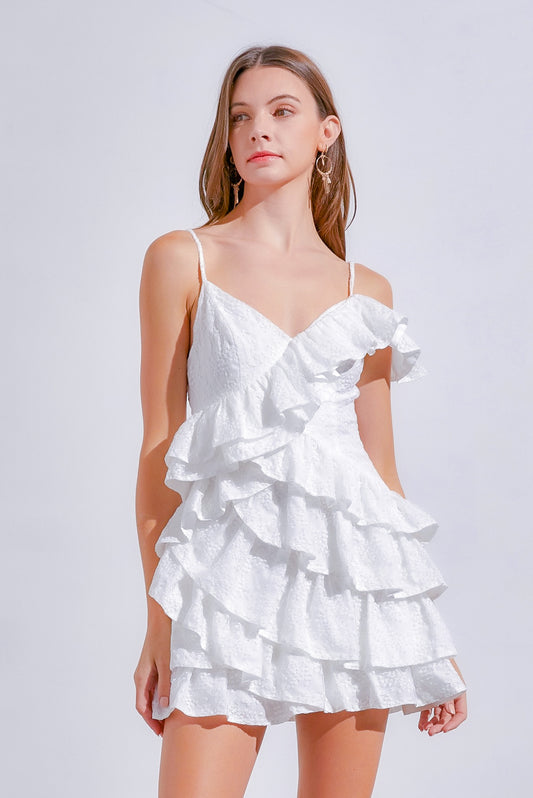 Ivy Ivory Embroidered Ruffle Dress - Dresses - essecoco
