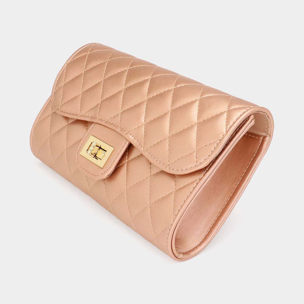 Quilted Flap Evening Clutch Bag / Crossbody Bag