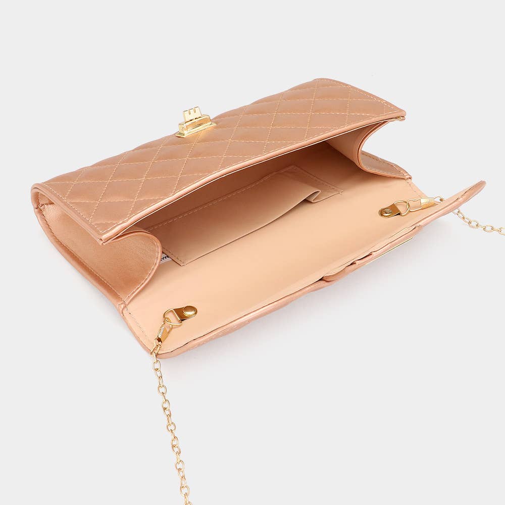 Quilted Flap Evening Clutch Bag / Crossbody Bag