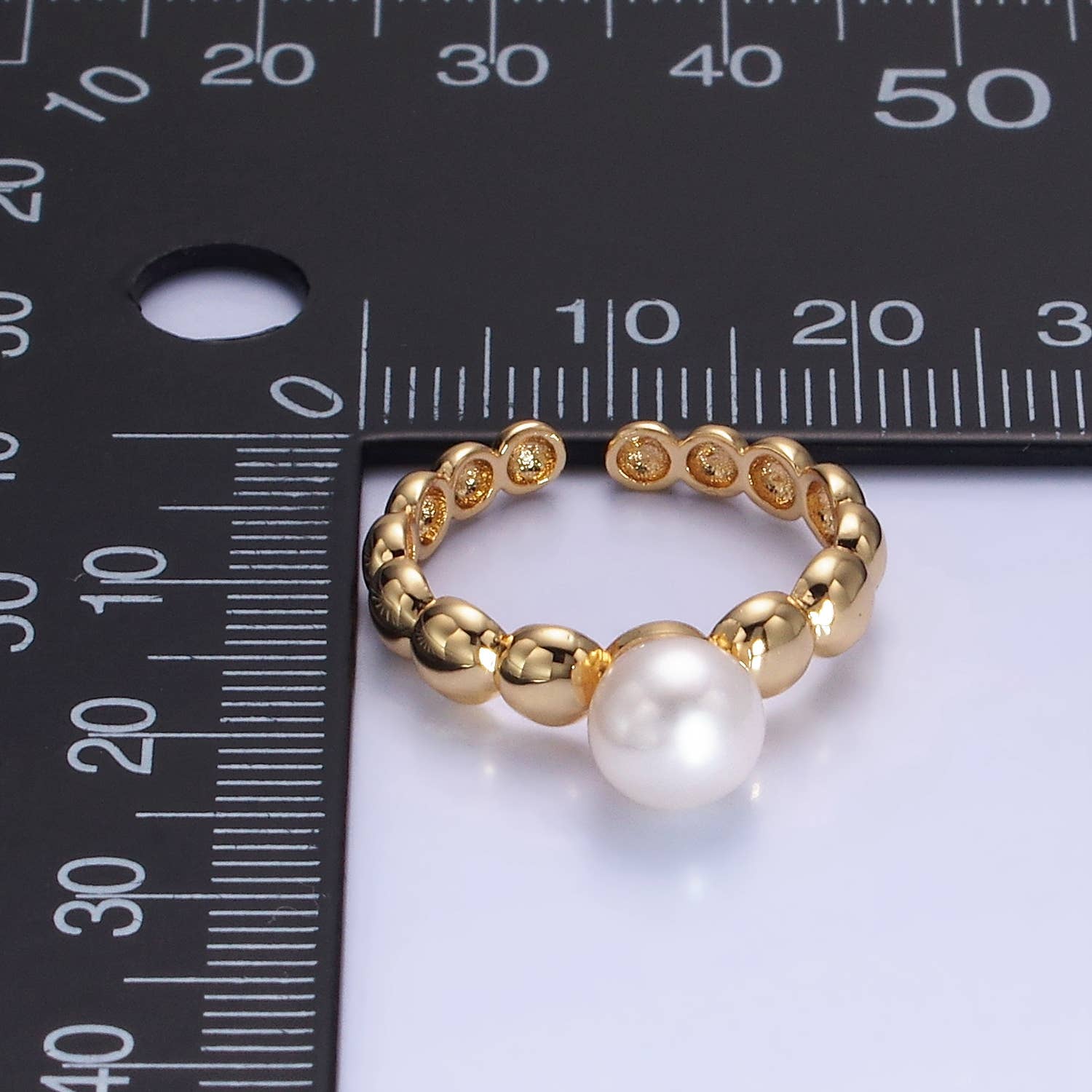14K Gold Filled Pearl Beaded Bubble Band Ring | O1312 -  - essecoco