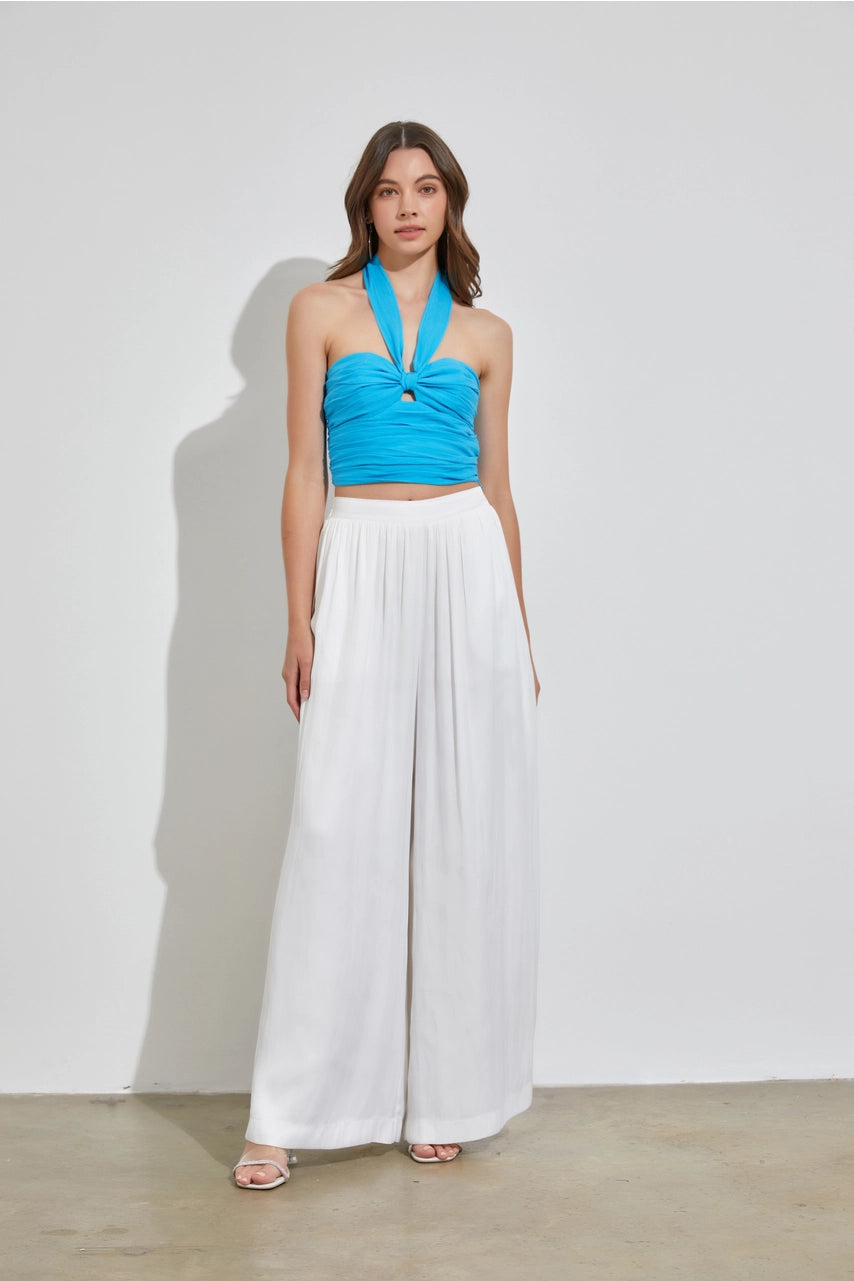 Aria Aqua Blue Halter Top - Crop Top - essecoco
