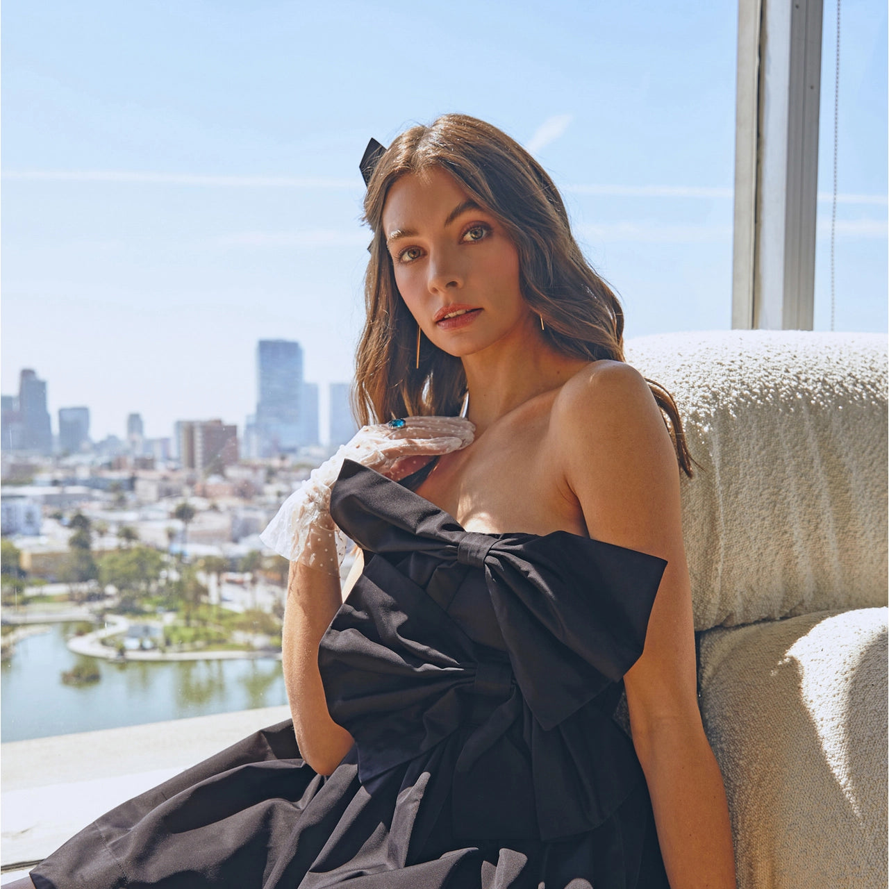 Mila Black Double Bow Dress - Strapless Dress - essecoco