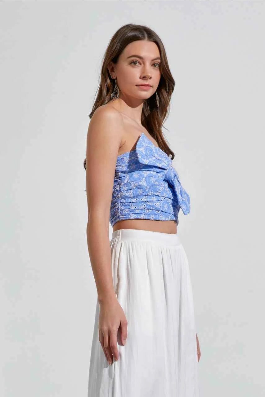 Carrie Eyelet Blue Tube Top
