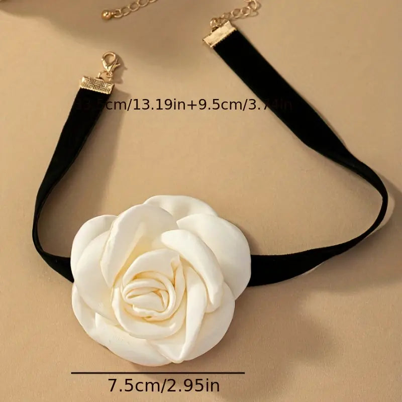 Beige Rose Choker Necklace Boho Flower Collar Choker - Choker - essecoco