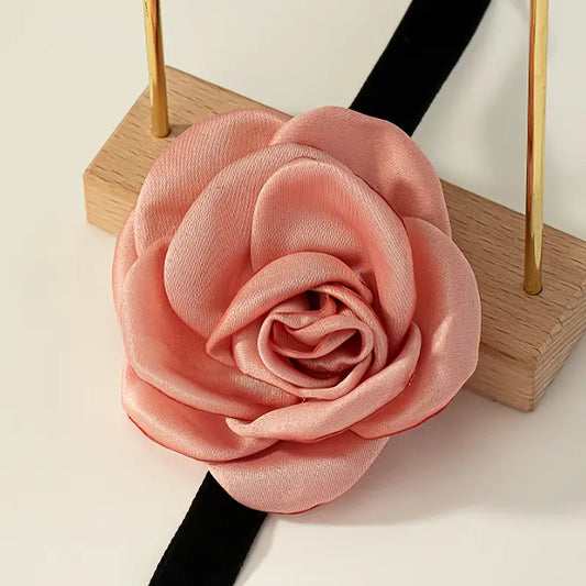 Pink Rose Choker Necklace Boho Flower Collar Choker - Choker - essecoco