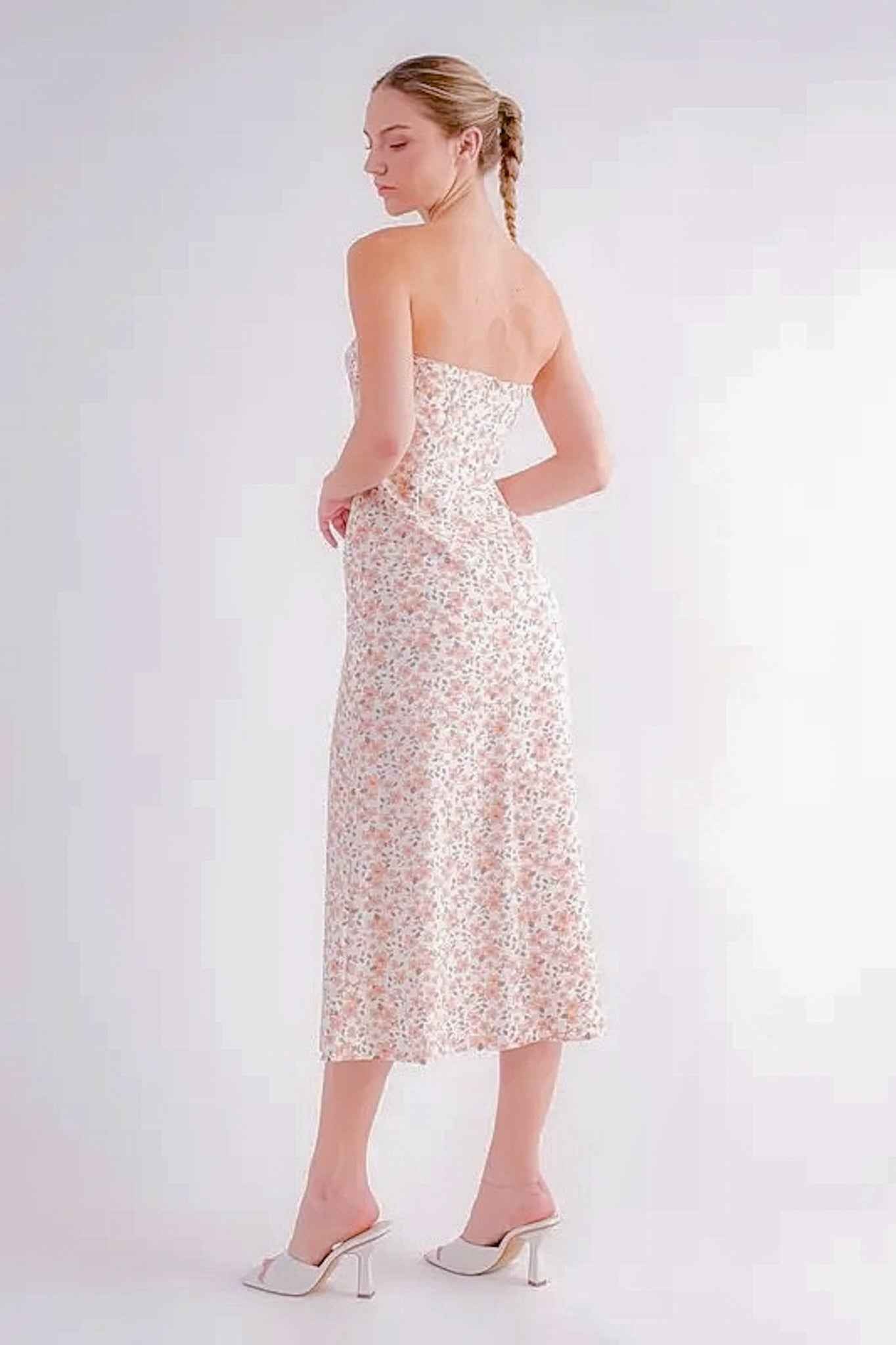 Mya Strapless Corset Midi Dress