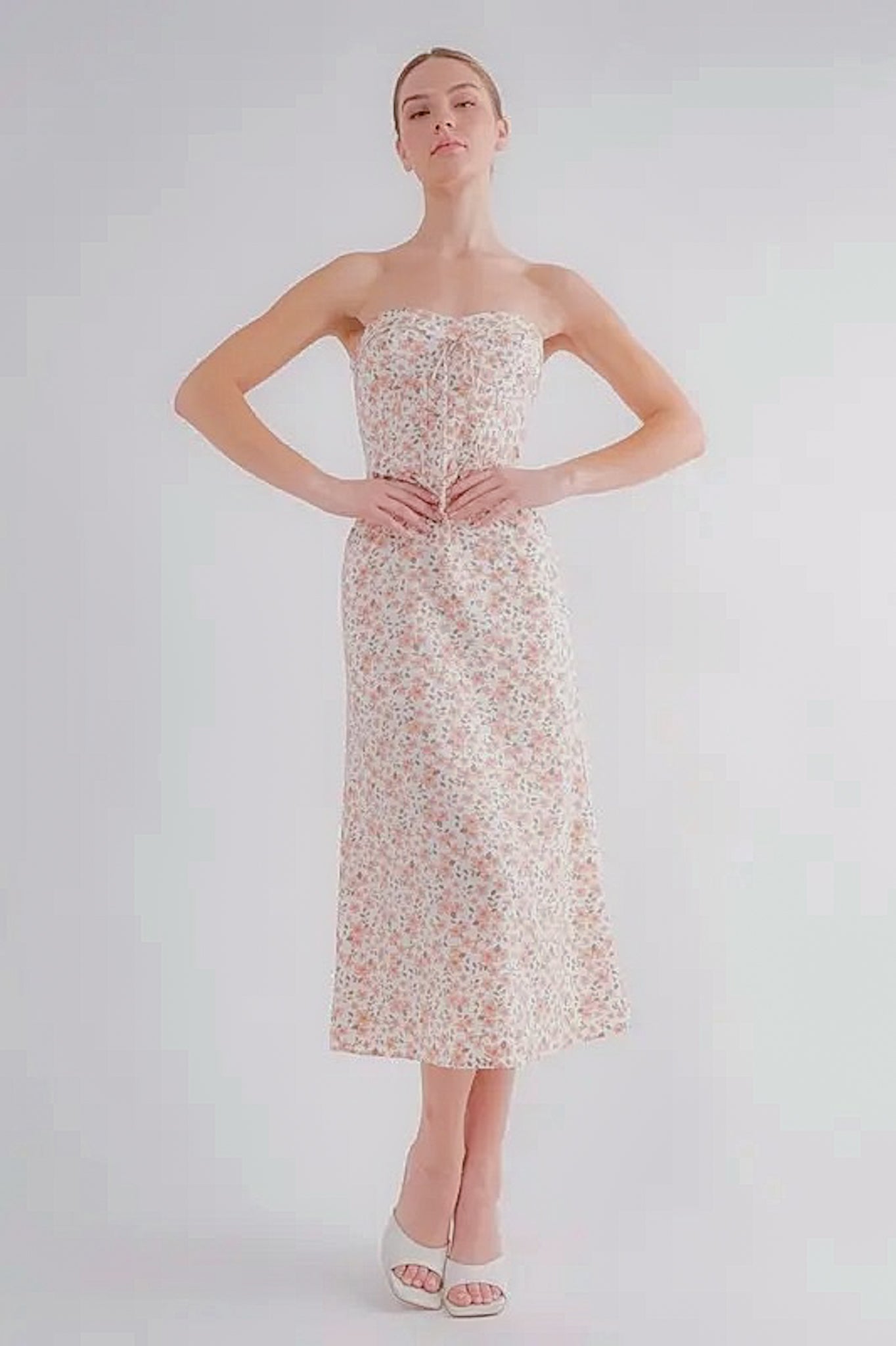 Mya Strapless Corset Midi Dress - Dresses - essecoco