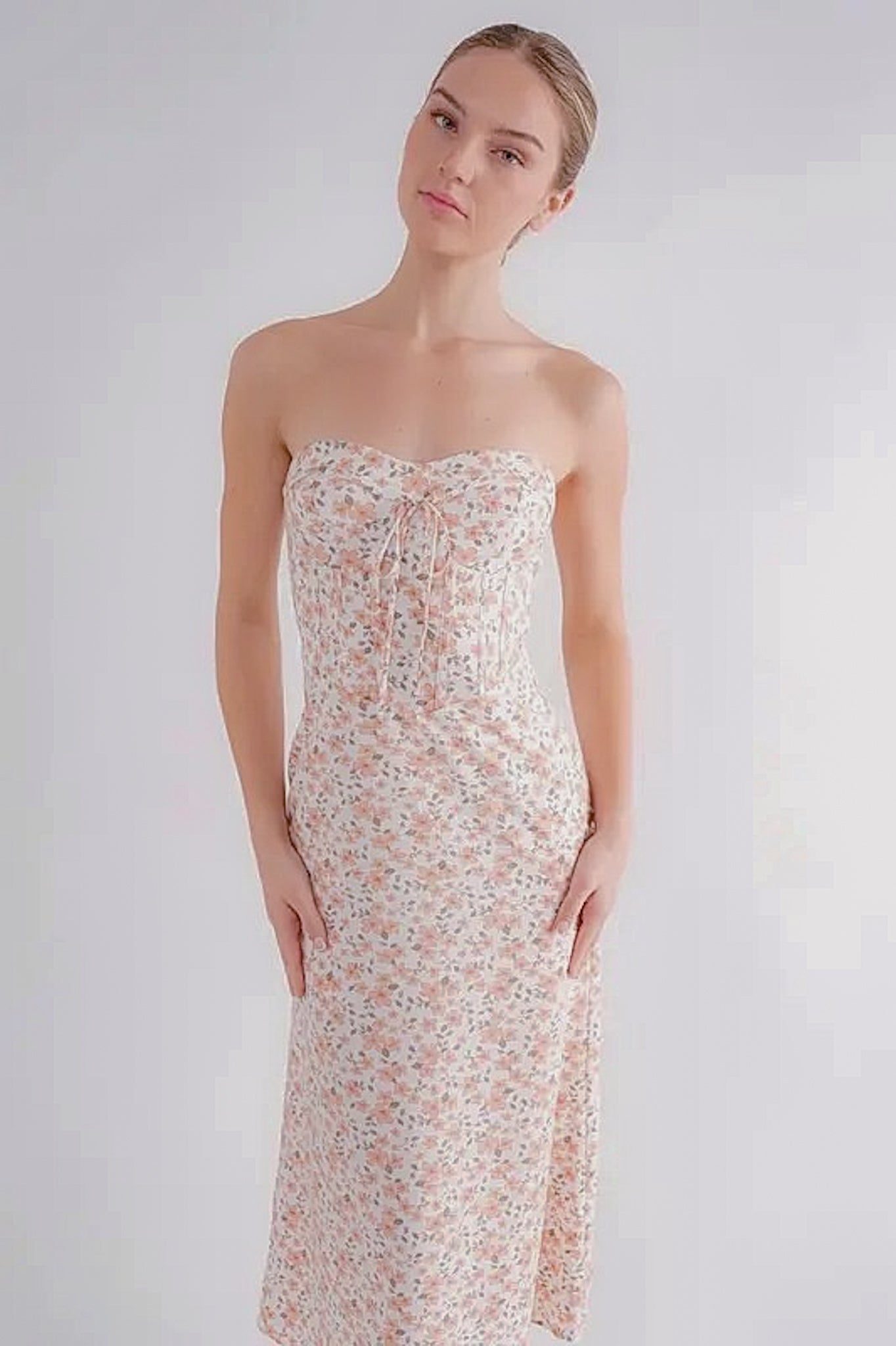 Mya Strapless Corset Midi Dress - Dresses - essecoco