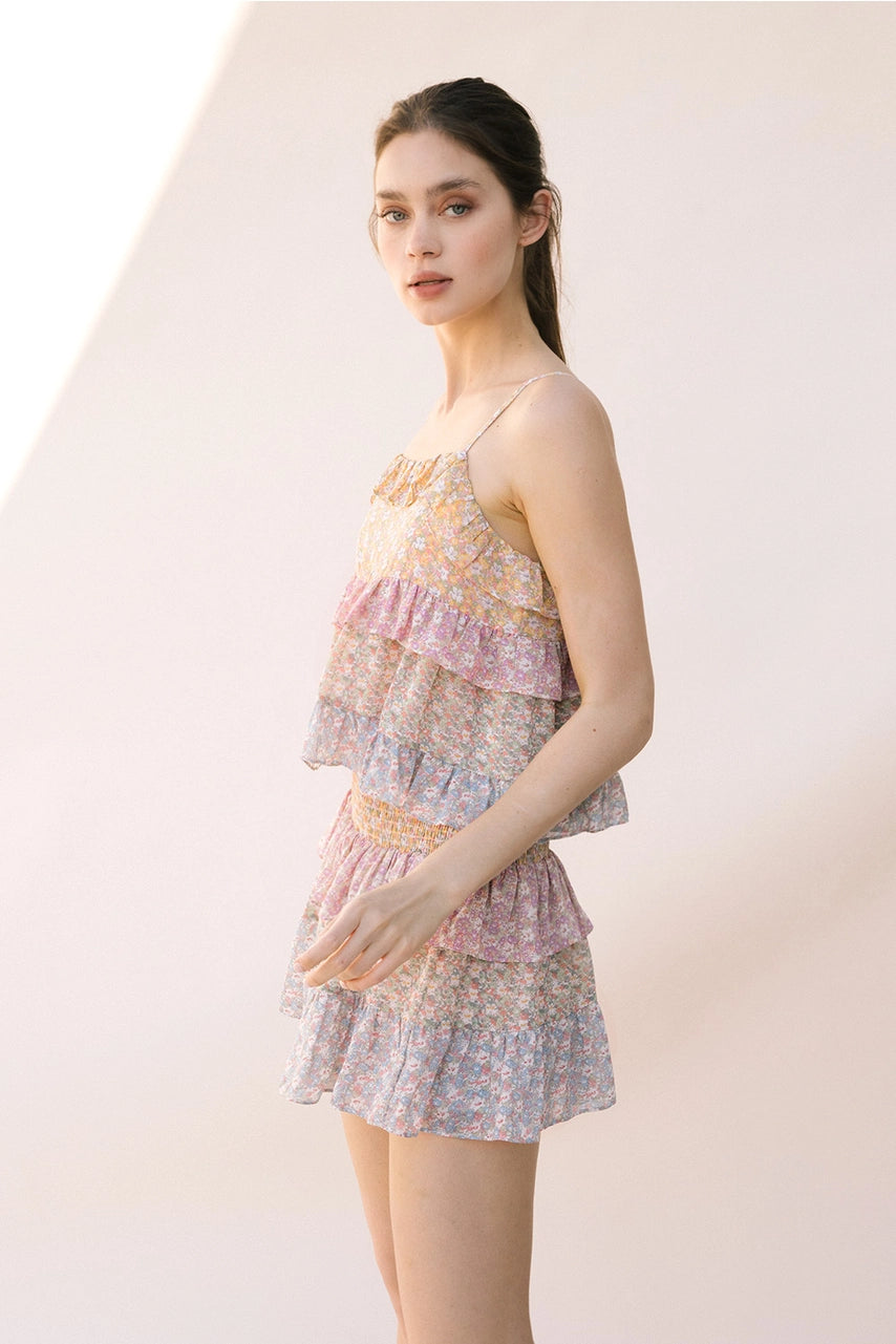 Ditsy Floral Tiered Skirt - Mini Skirts - essecoco