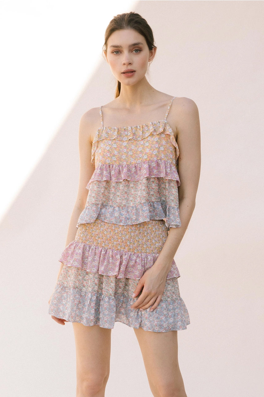 Ditsy Floral Tiered Skirt - Mini Skirts - essecoco