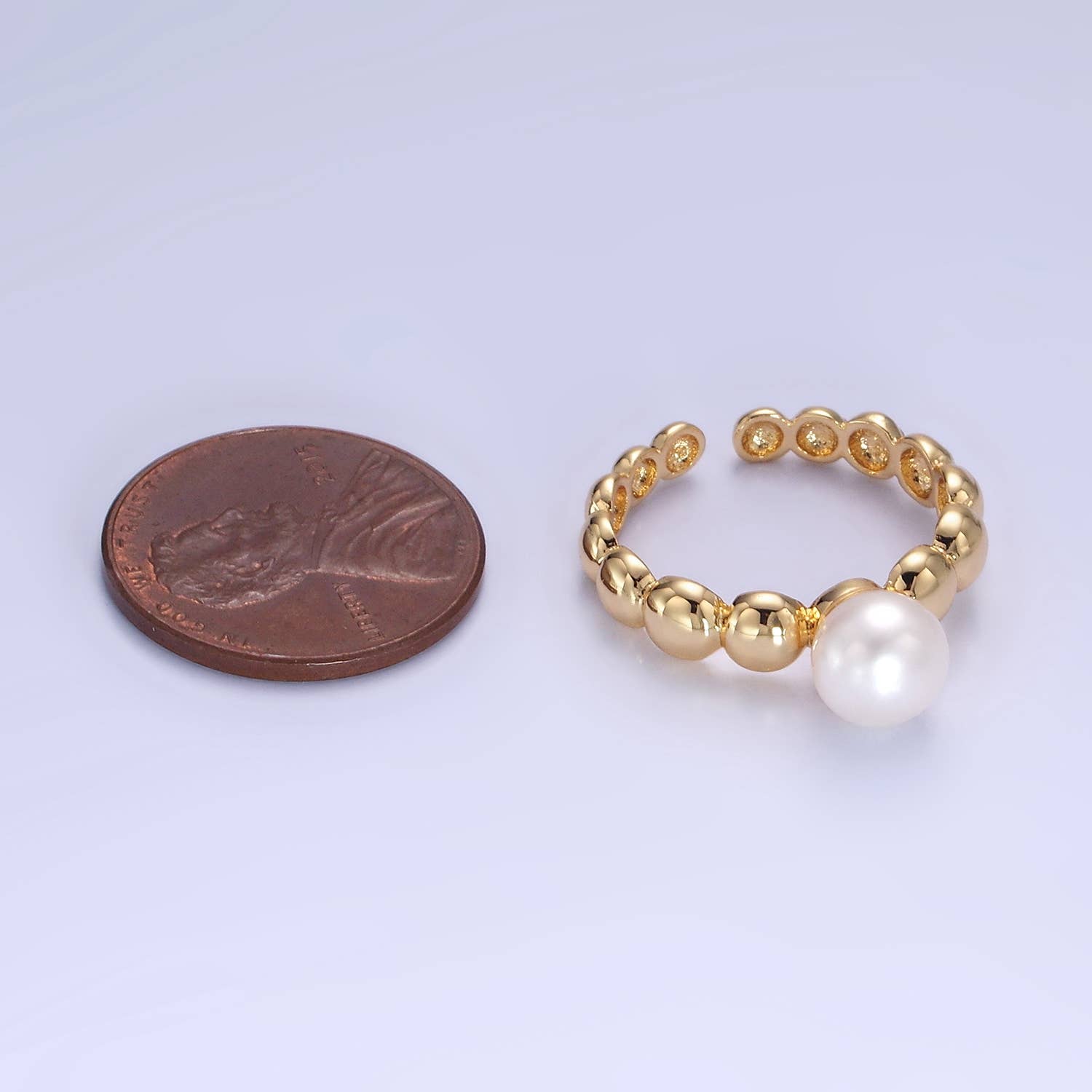 14K Gold Filled Pearl Beaded Bubble Band Ring | O1312 -  - essecoco
