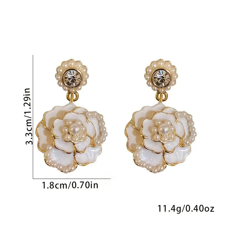 Elegant Flower Shape Faux Pearl Earrings - Pearl Earrings - essecoco
