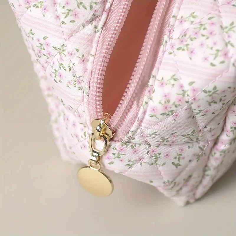 Floral Quilted Cosmetic Bag - Cosmetic Bag - essecoco