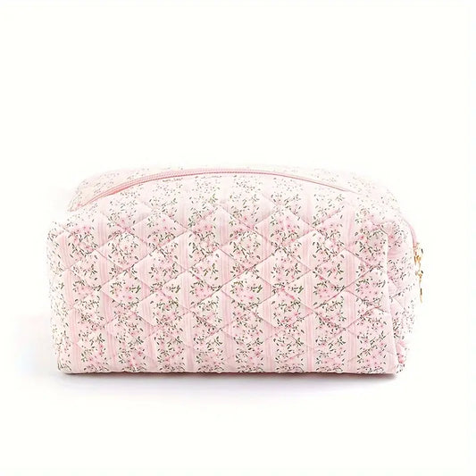 Floral Quilted Cosmetic Bag - Cosmetic Bag - essecoco
