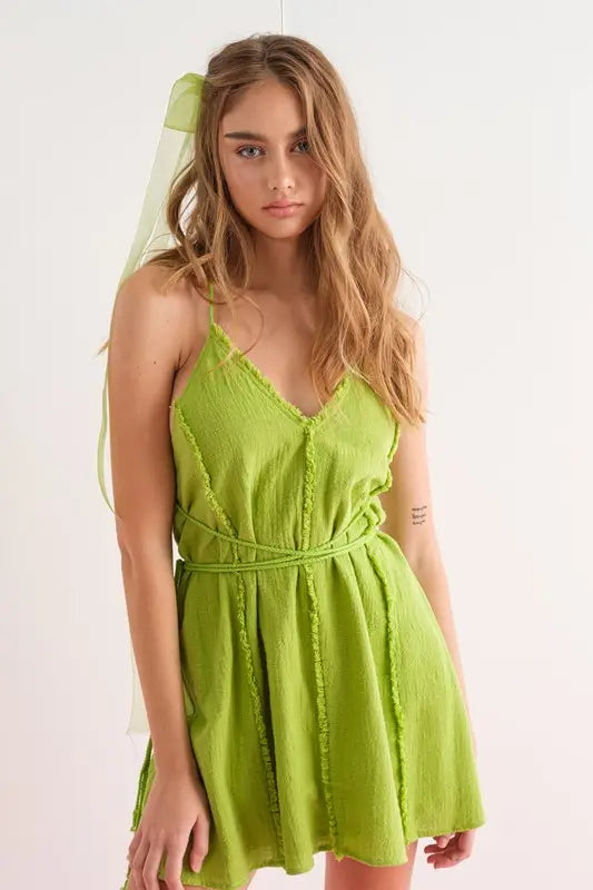 Chloe Backless Twist Self Tie Mini Dress - Dresses - essecoco