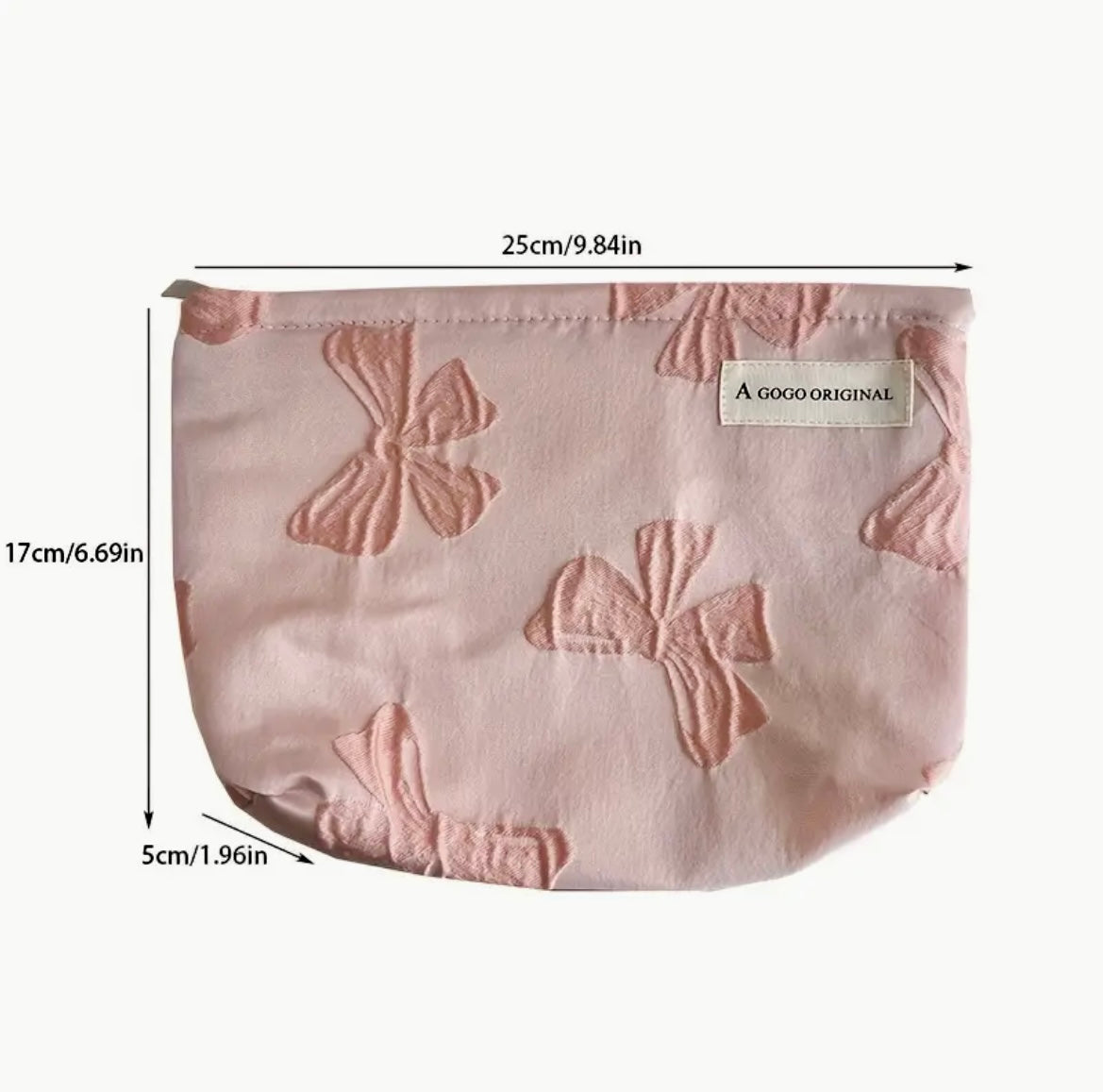 Vintage Bow-Adorned Jacquard Cosmetic Bag -  - essecoco