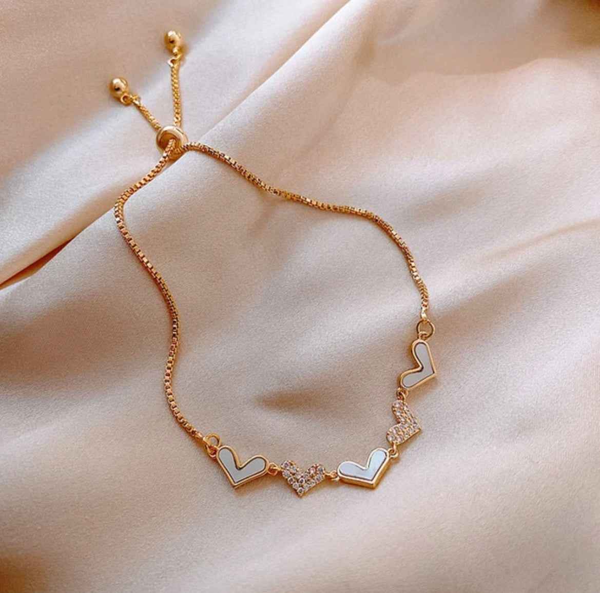 Five Hearts Link Bracelet