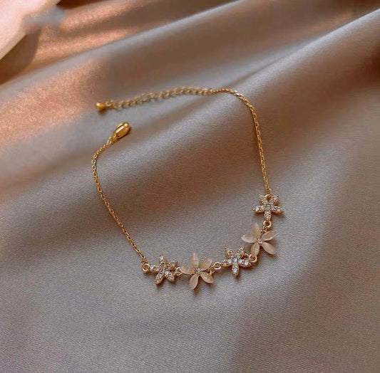 Five Flowers Chain Bracelet - Bow Bracelets - essecoco