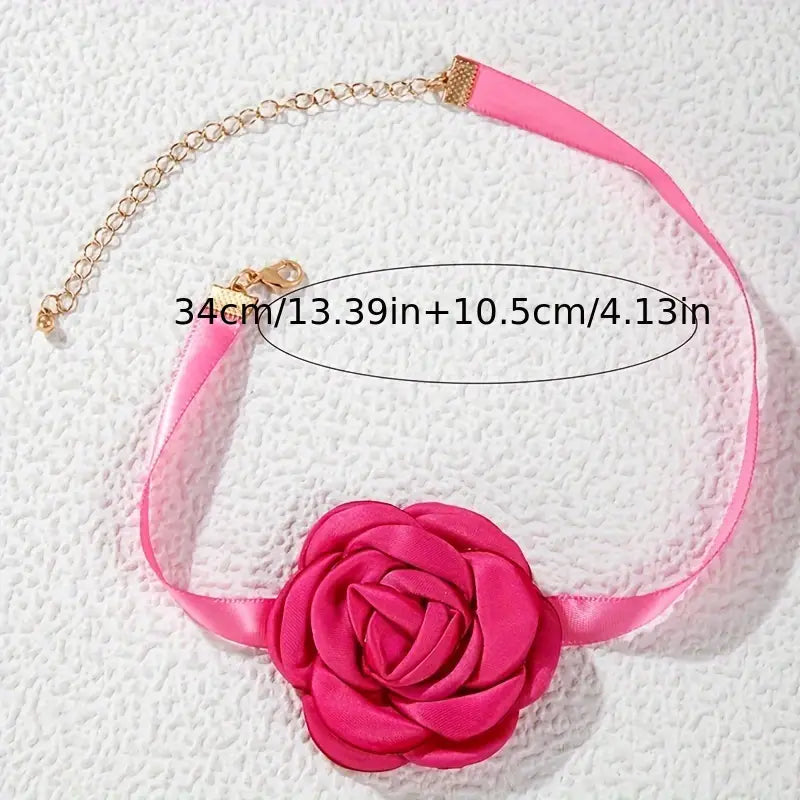Sexy Fabric Rose Pink Choker - Choker - essecoco