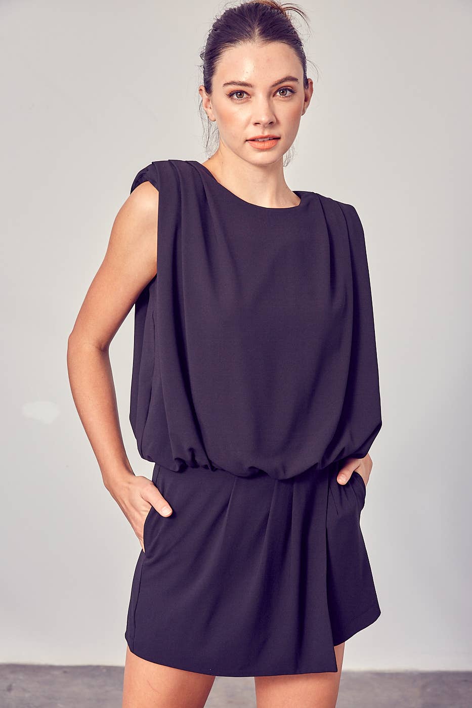 Kendall Drape NeckOpen Back Romper - Jumpsuits & Rompers - essecoco