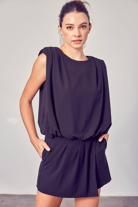 Kendall Drape NeckOpen Back Romper - Jumpsuits & Rompers - essecoco