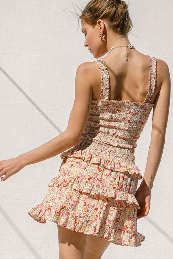 Callie Floral Print Crop Top and Skirt Set