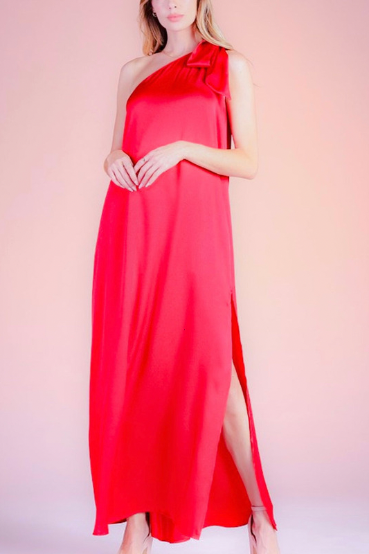 Adele Satin Tie One Shoulder Maxi Dress - Maxi Dresses - essecoco