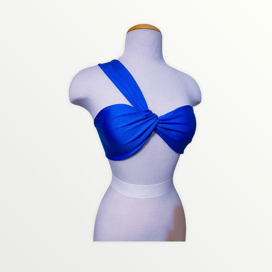 Clara Royal One Shoulder Bikini Top - bikini top - essecoco
