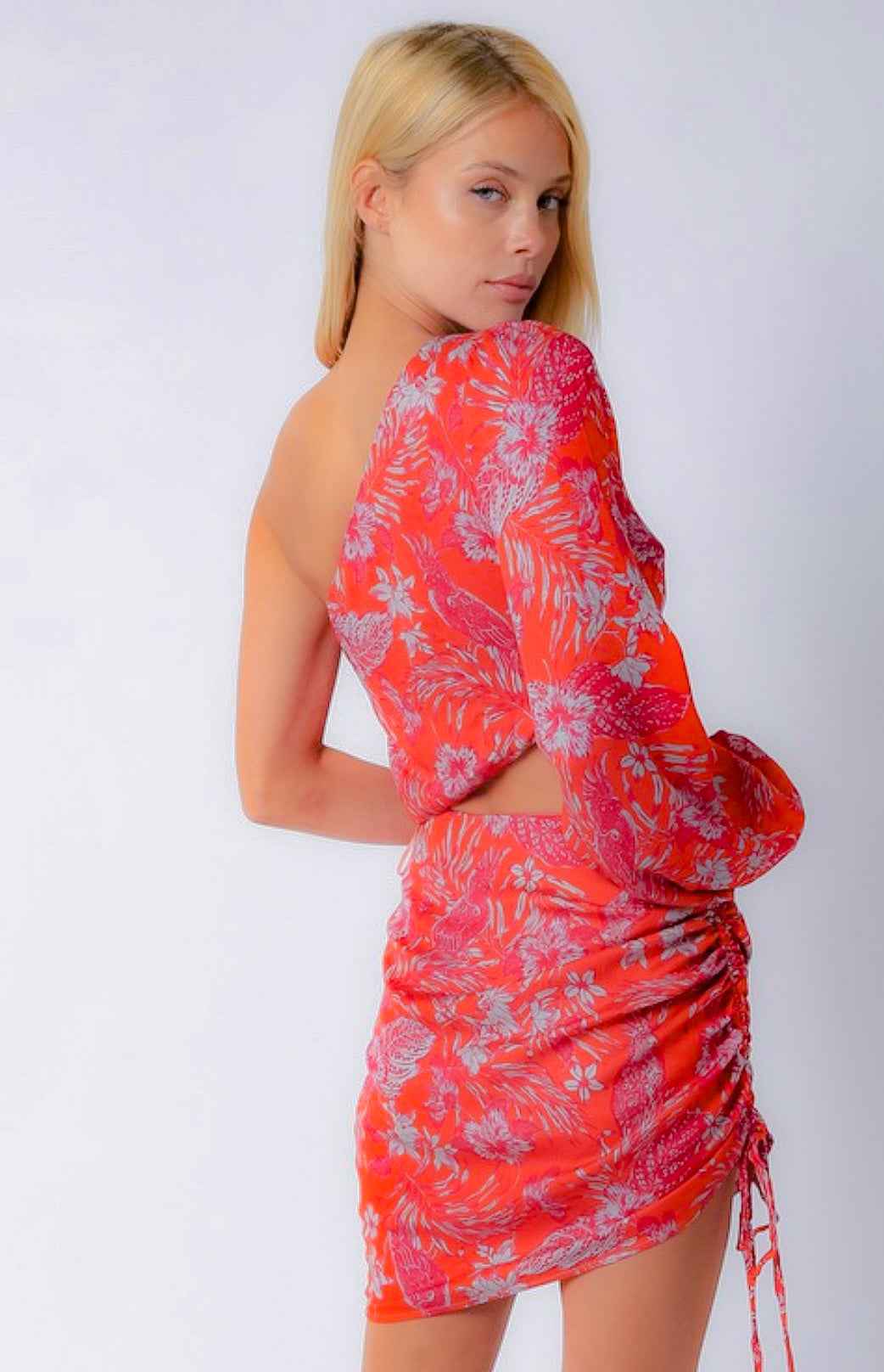 Gemma Orange Red One Shoulder Dress