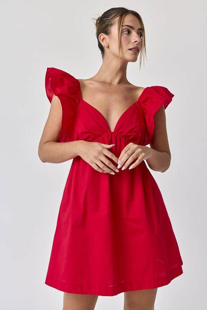 Audrey Tie-Back Ruffle Mini Dress