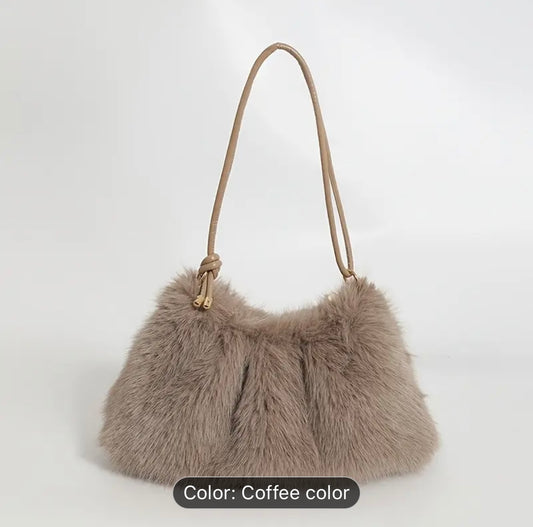 Chic Chocolate Faux Fur Shoulder Bag