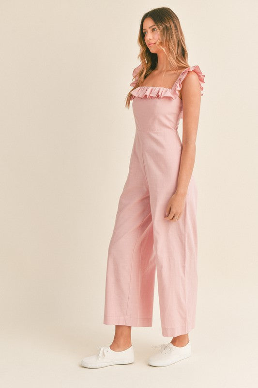 Bailey Ruffle Pink Jumpsuit - Jumpsuits & Rompers - essecoco