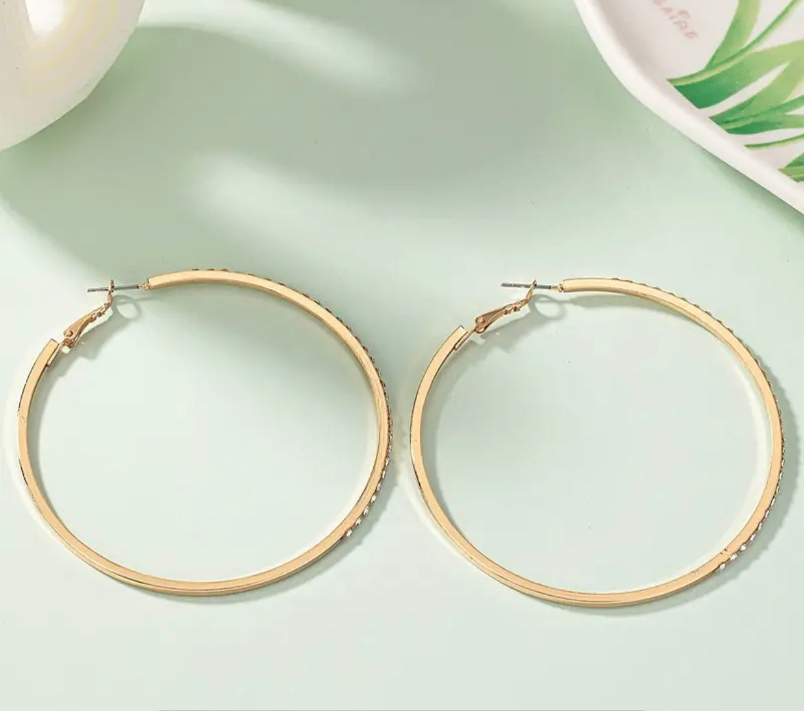 18K Plated Luxury Rhinestone Hoop Earrings