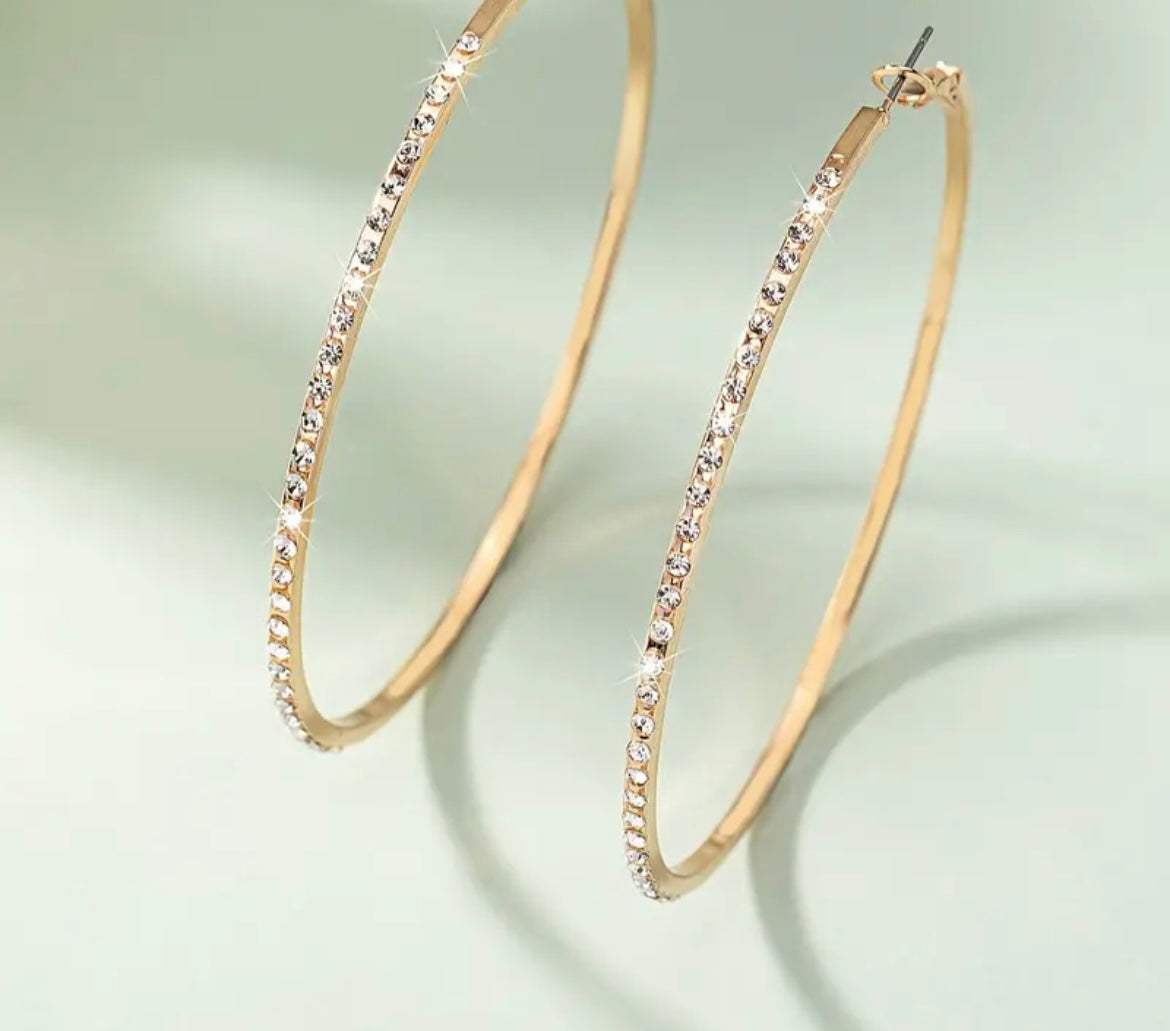 18K Plated Luxury Rhinestone Hoop Earrings