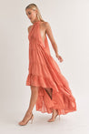 Camille Mock Neck Halter High Low Maxi Dress - Wrap Dress - essecoco